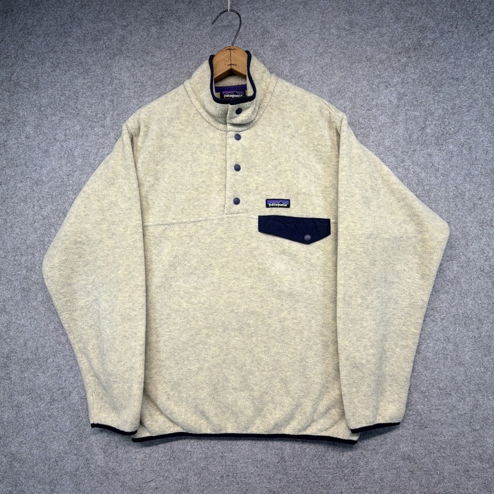 Patagonia Synchilla Snap-T Fleece Pullover Oatmeal Heather Navy S 25450 FA16